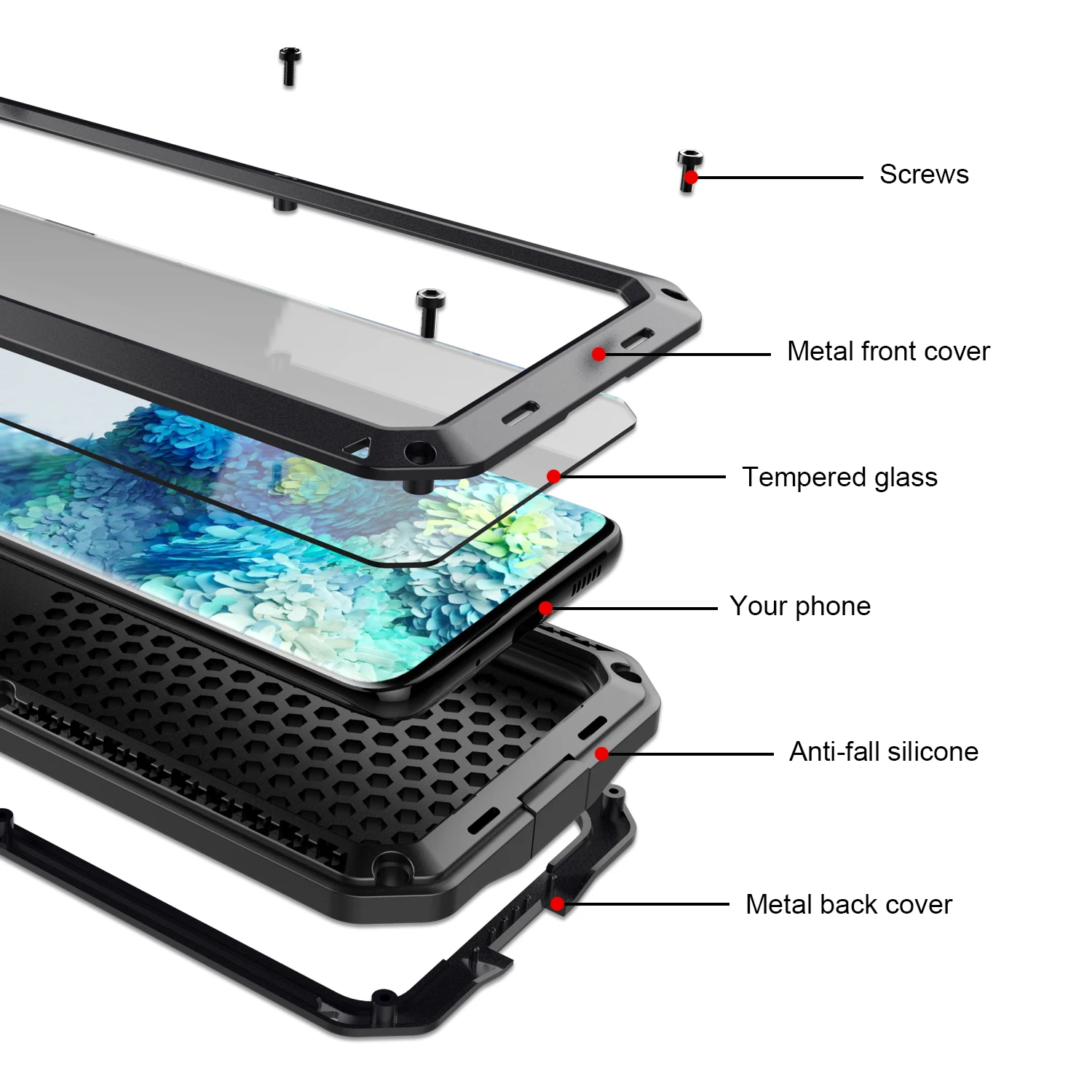 

Drop Protection Metal Shockproof Phone case for Samsung Galaxy S20 Note 20 plus ultra