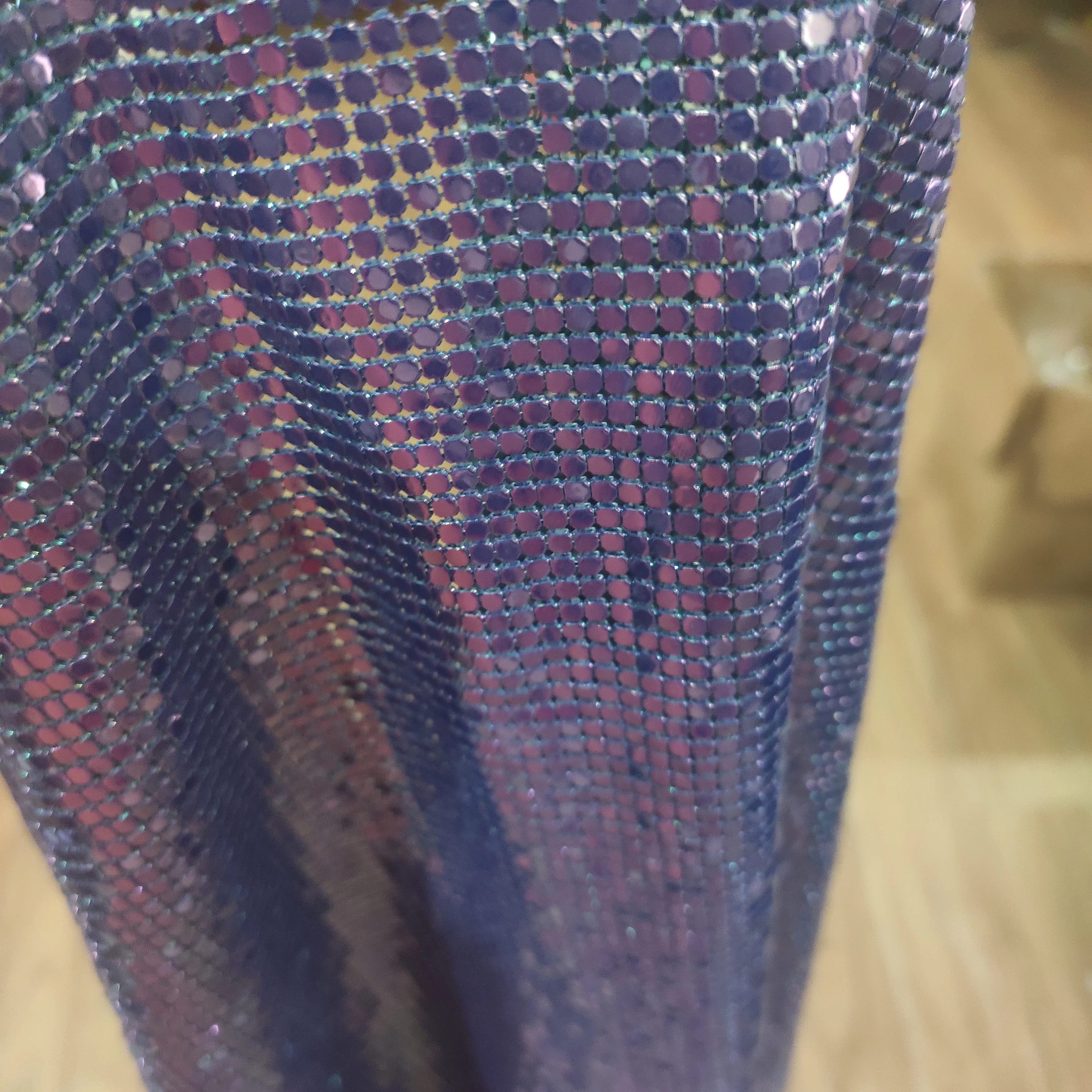 150*45 см переливающийся СИНИЙ Металлическая Сетка Ткань кольчужные Блестки для