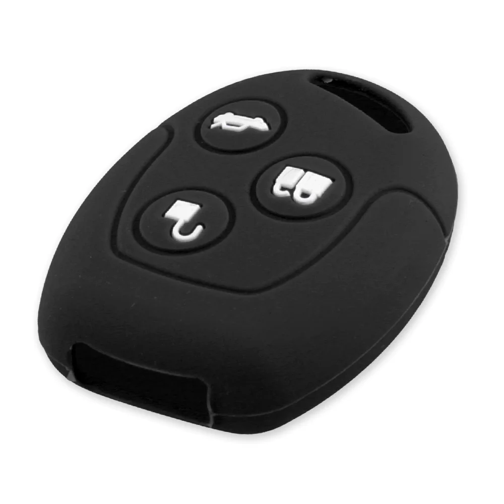 KEYYOU, 3 кнопки дистанционного управления, силиконовый автомобильный брелок, чехол для ключей, чехол для Ford Focus Mondeo Festiva Fusion Suit Fiesta ка MK4, защитный держатель - Цвет: Черный