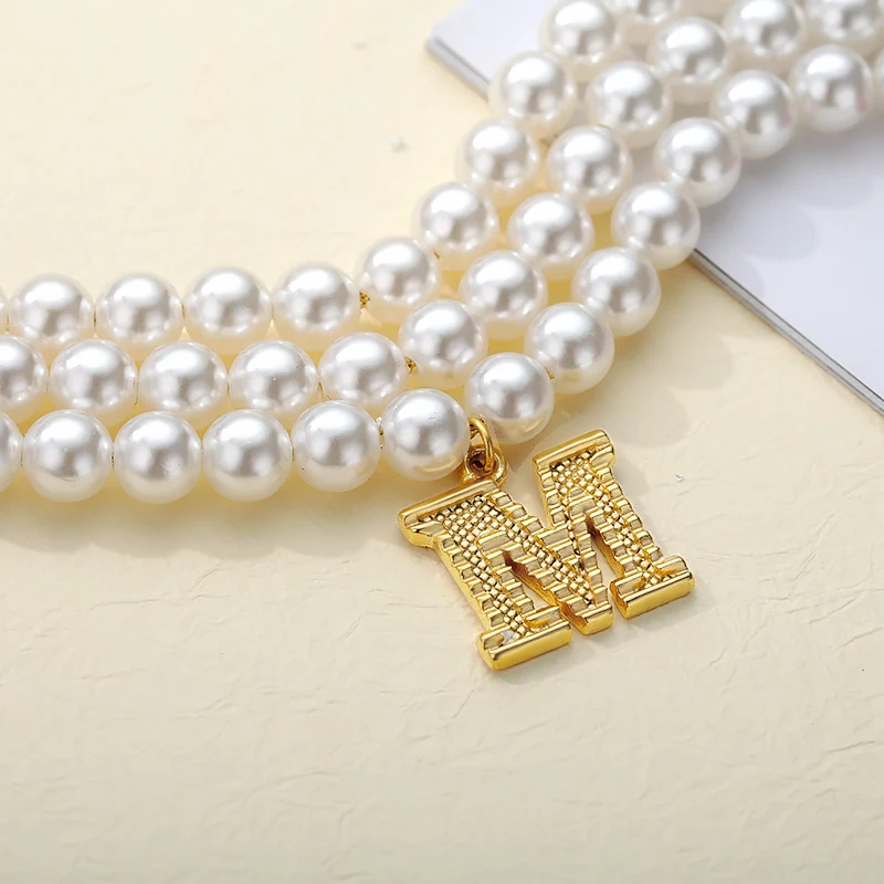 

Imitation Pearl Initial Letter Pendant Necklace For Women Gold Alphabet Necklaces Korea Fashion Jewelry Accesorios Bijoux Femme