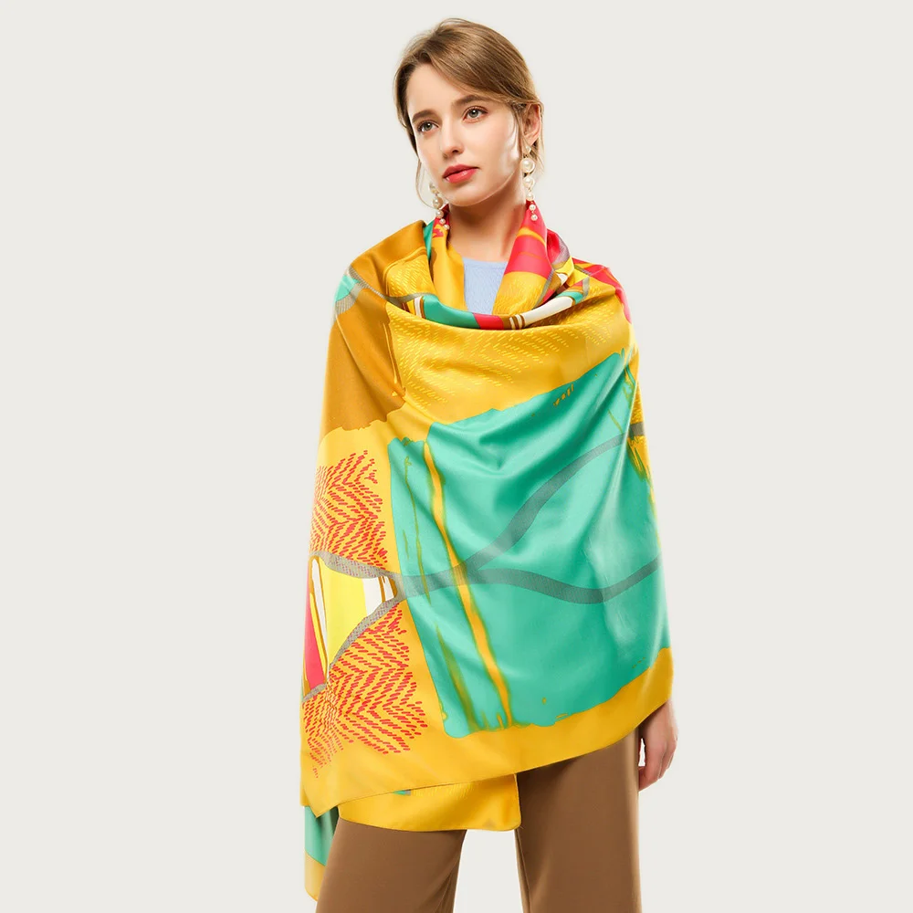 Bright Color Women Shawl Scarf Large Patchwork Painting Foulard Design Blanket Wrap [3385]