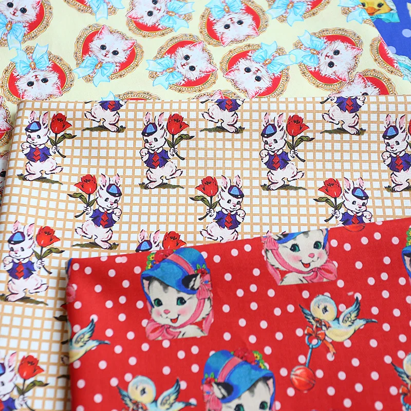 Мультяшная одежда хлопковое платье аниме маленькая ткань с цветочным принтом