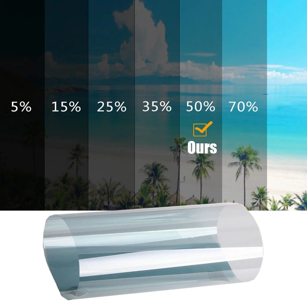 

1 Roll 152cmx50cm 20%-75% Percent VLT Window Tint Film Glass Sticker Sun Shade Film for Car UV Protector foils Sticker Films