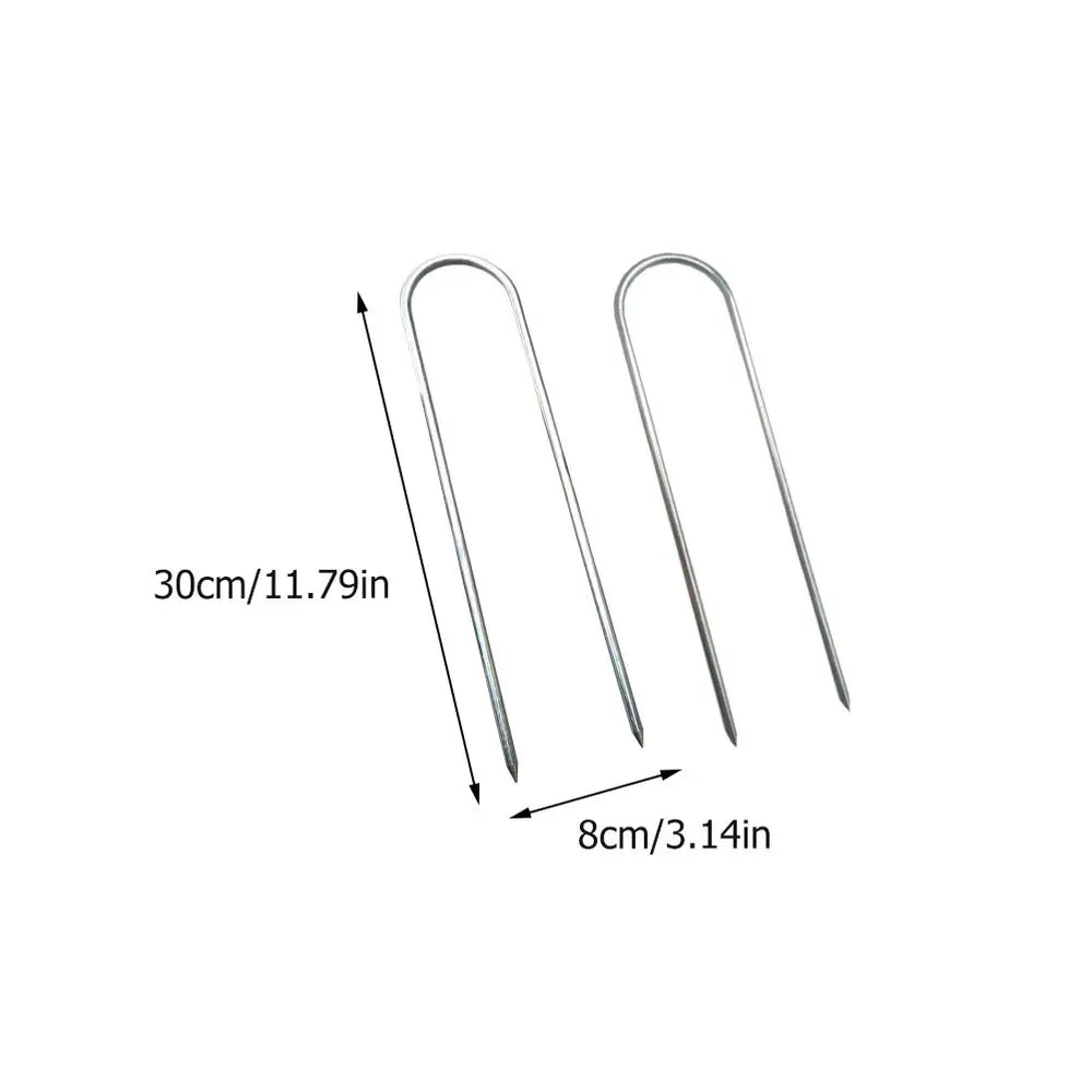 

4pcs U Shape Tent Stake Garden Edging Fence Hook Steel Peg Camping Stake