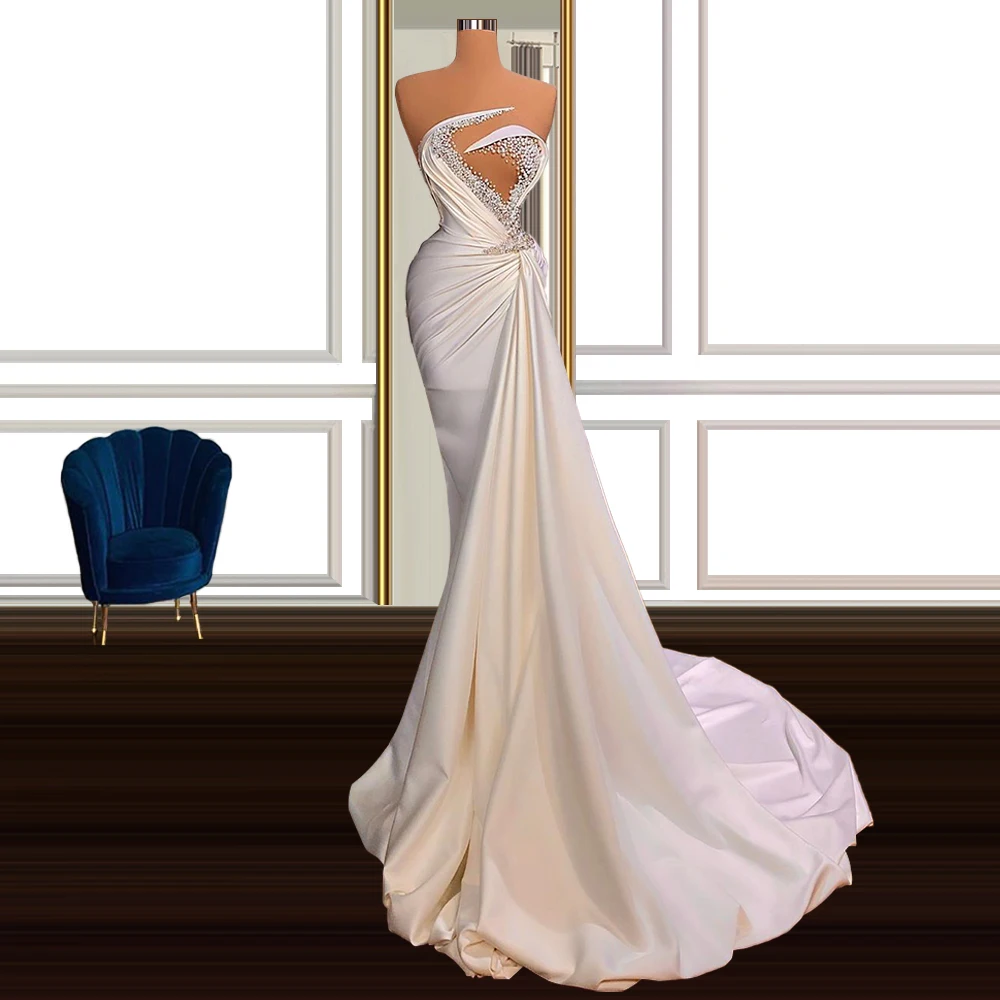 

Women Wedding Gowns Beach Strapless Marriage Party Dresses Bridal Gown Plus Size for Engagement Ceremony Vestido De Novia