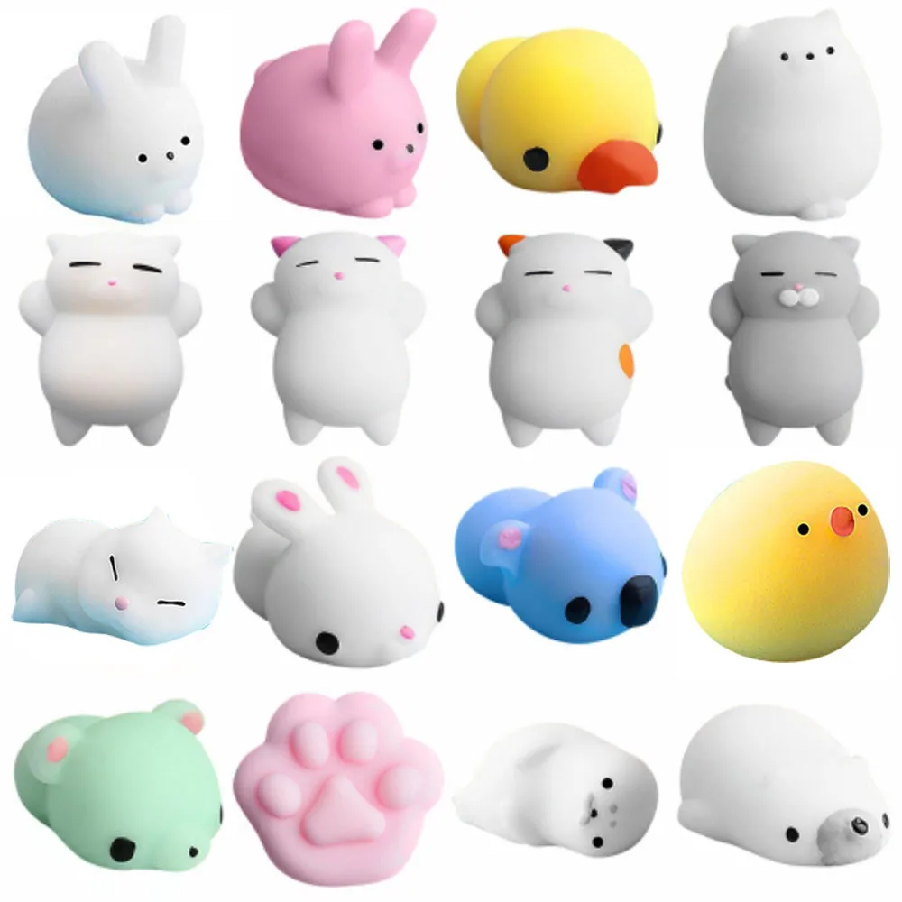 

16pc Mini Squishy Cute Cat Antistress Ball Squeeze Mochi Rising Abreact Soft Sticky Stress Relief Funny Gift Toy Stress L1219
