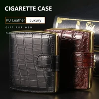 10 cigarette case luxury pu leather cigarette pack pressure proof box holder for cigarette portable smoking accessory mens gift