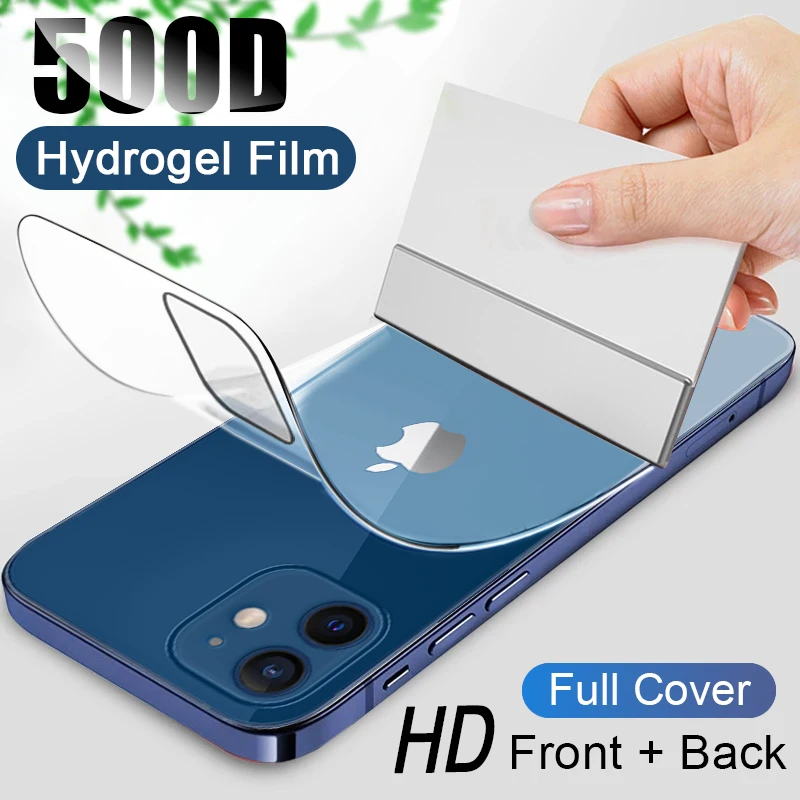 Гидрогелевая пленка с полным покрытием 500D для iPhone 11 12 Pro MAX mini Защита экрана 7 8 6s 6