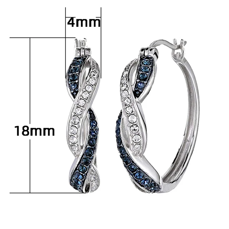 

Elegant Female Circle Zircon Earrings Handmade Blue Crystal Elegant Wedding Engagement Flower Earrings Girl Women