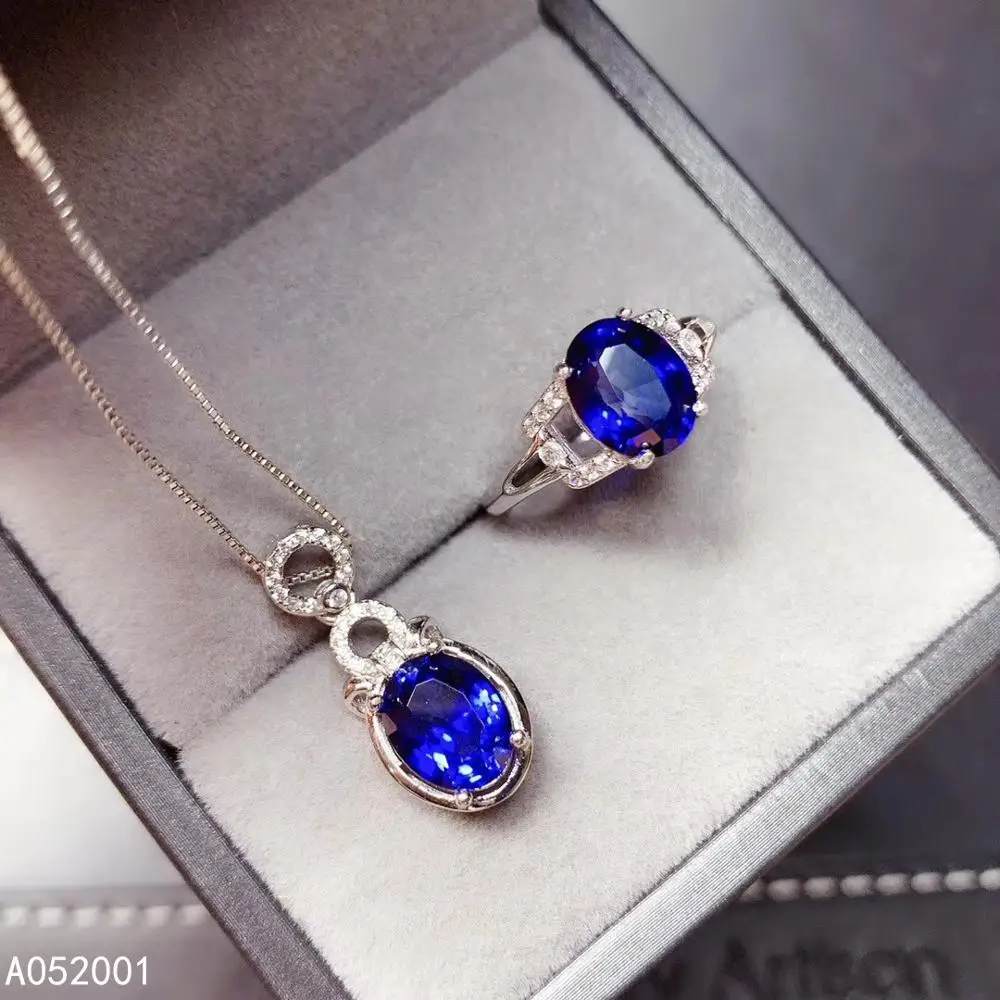 Ювелирные изделия KJJEAXCMY из натурального сапфира Стерлинговое Серебро 925 пробы