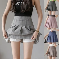 female short pleated korean plaid slim fit high waist preppy style empire skirts girls fashion mini a line sexy skirt cute skirt