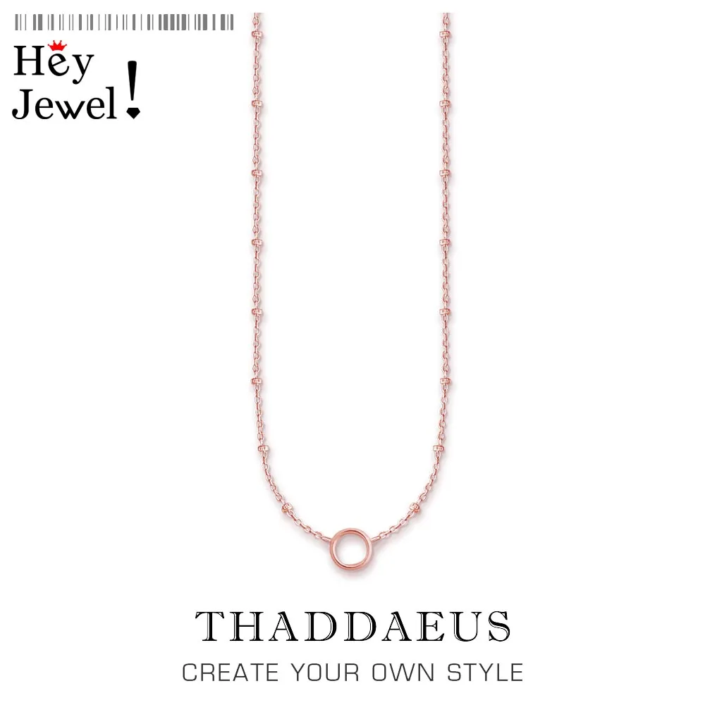 Charm Necklace Rose Gold Color Round Carrier 2020 Spring Fashion Jewelry Europe Link Chain 925 Sterling Silver Gift For Women | Украшения и