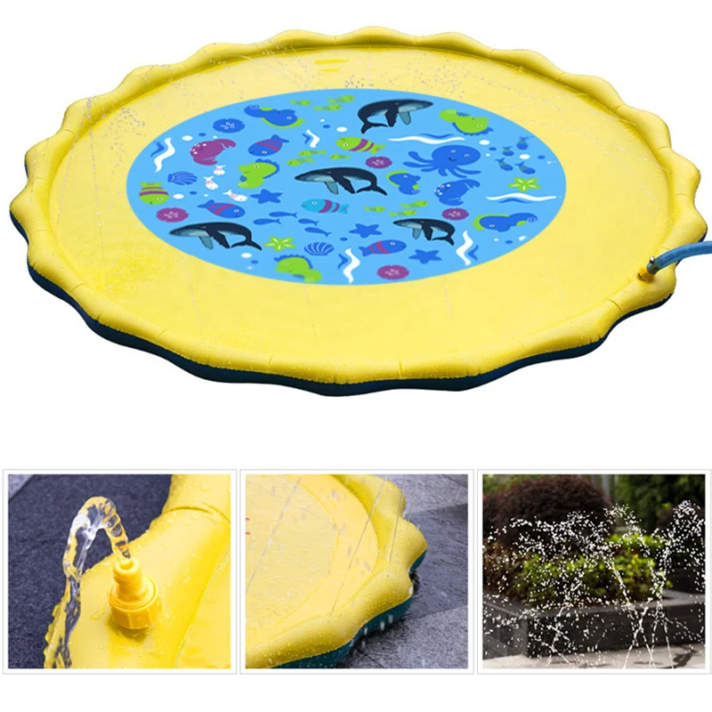Summer PVC children play water fountain game pad beach mat lawn inflatable sprinkler outdoor bathtub toys | Игрушки и хобби