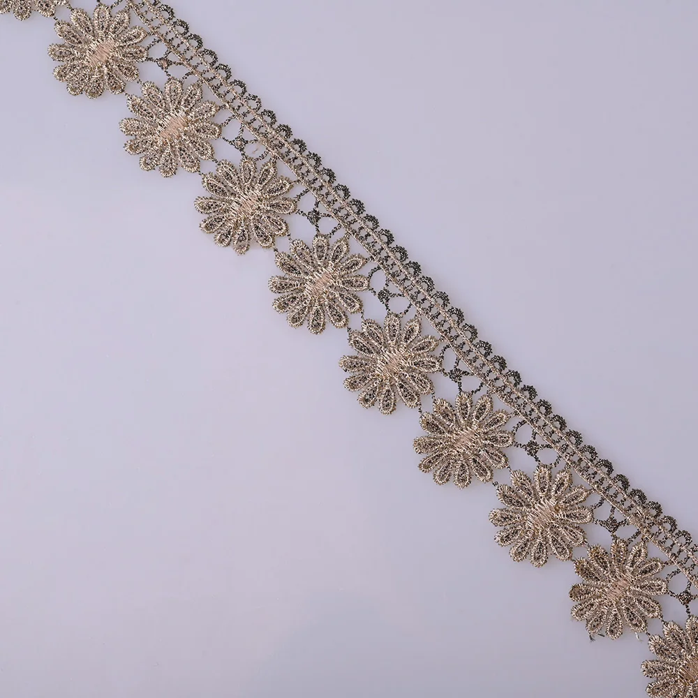 

Cusack 3 meter 4 cm Gold Line Lace Trim Ribbon for Garments Home Textiles Trimmings DIY Crafts Lace Fabric