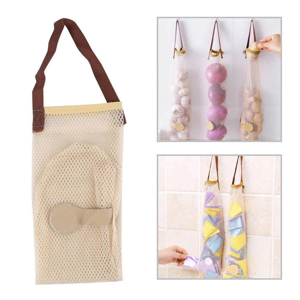 

1pcs Reusable Grocery Bags Fruit Vegetable Onion Bag Washable Mesh String Organic Organizer Handbag Short Handle Net Tote