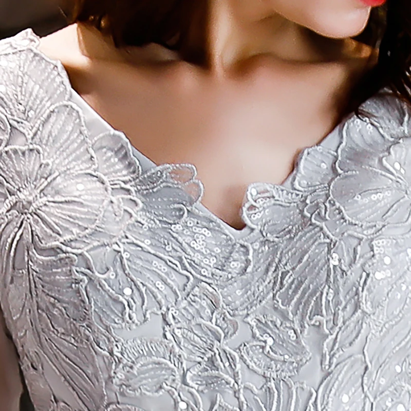 

Evening Dresses V-Neck A-line Floor-length Three Quarter Sleeves Floral Print Bling Plus size Customized Woman Formal Dress A201