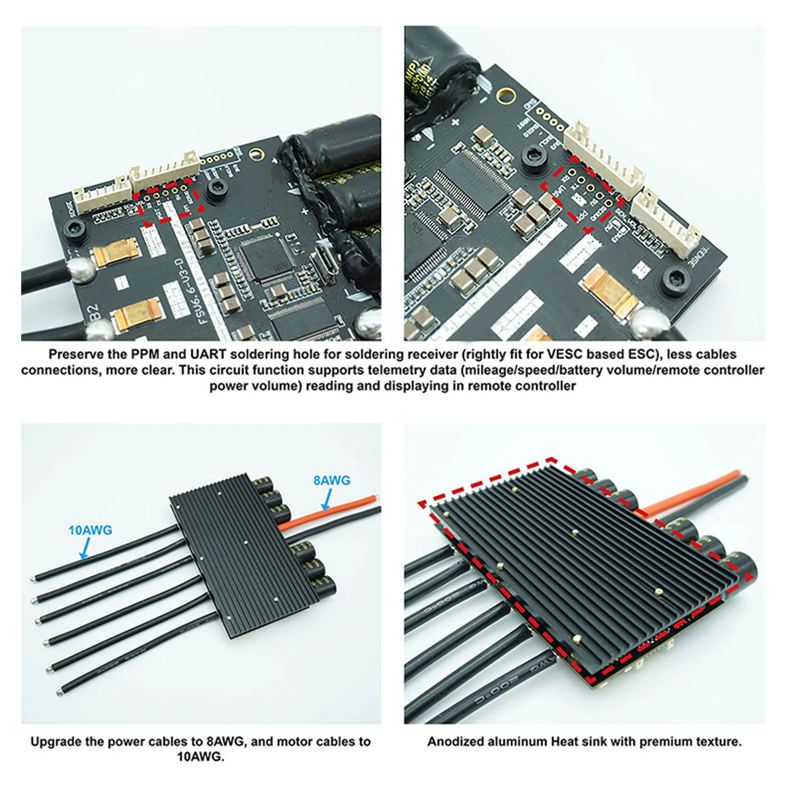 

Dual FSESC6.6 ESC with Aluminum Heat Sink for Water Surfing Propeller Robot