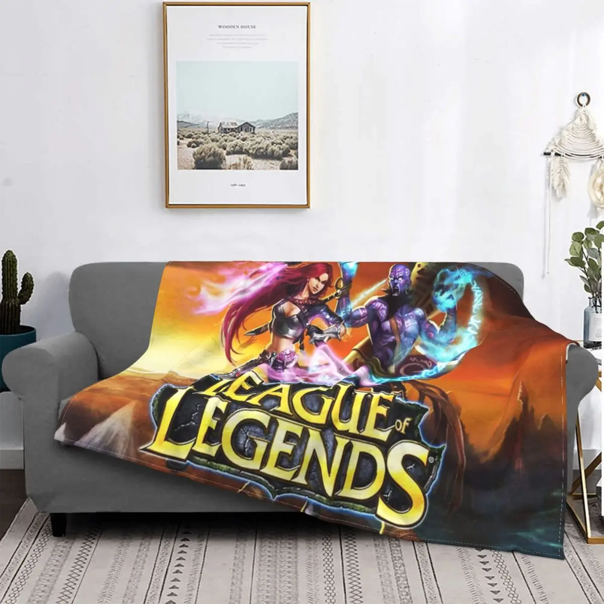 

League Of Legends-Manta a cuadros para cama, colcha de Anime, manta para Baby