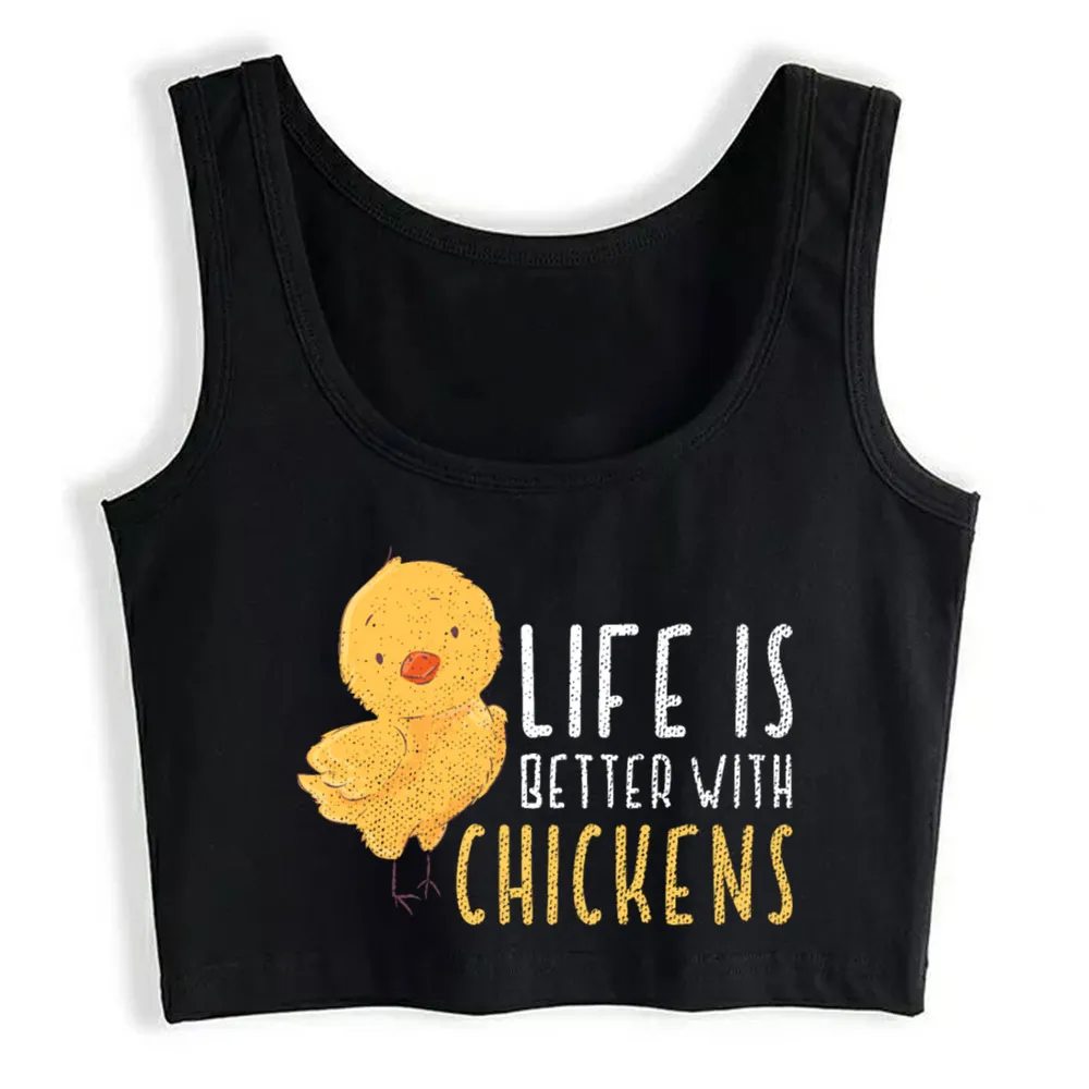 

Crop Top Female Life is Better Street Inscriptions Print Yoga Vest Tank Top