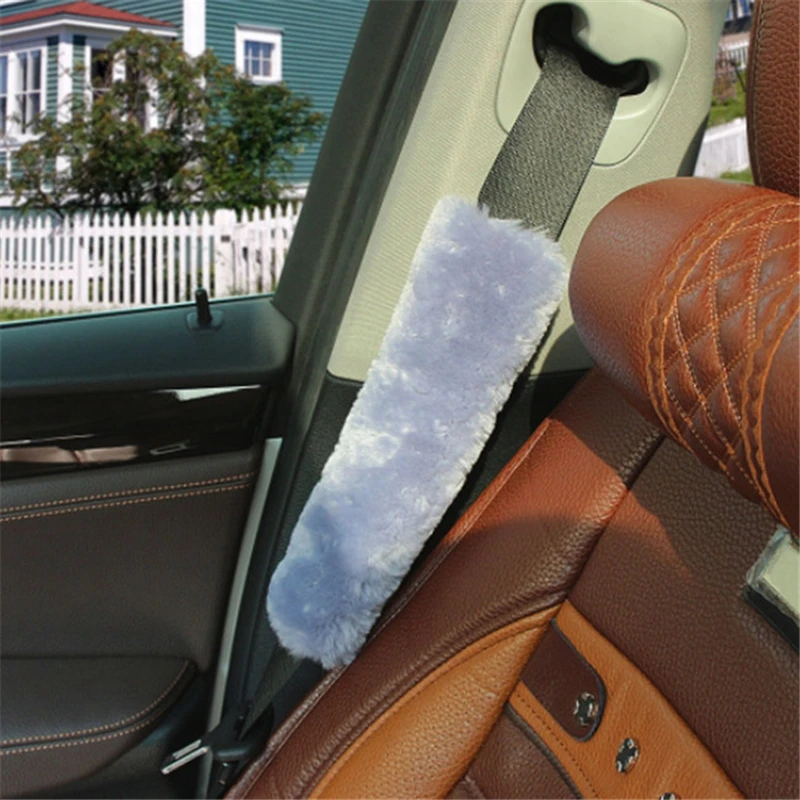 2 peice/set Soft Plush Seat Belt Cover Shoulder Pad Shoulder Strap Case Comfortable Driving Car Seatbelt images - 2