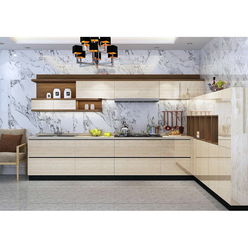 Современный Желтый Серый l-образный модульный кухонный шкаф | Мебель