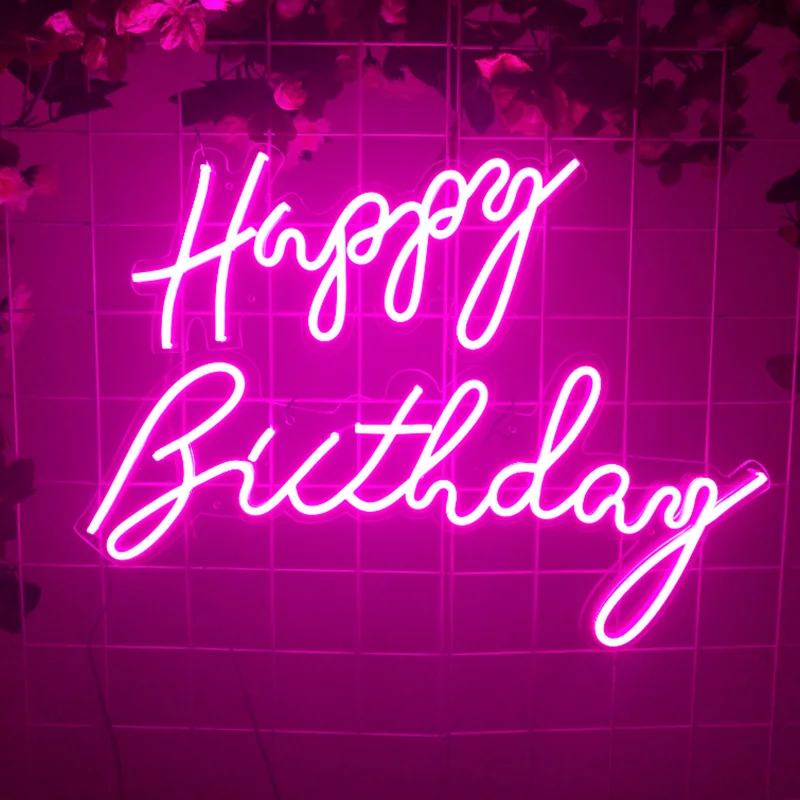

Neon Light Sign Custom Letters Happy Birthday For Women Party Decoration Led Lamp Flex Bar Club Home Boy Wall Hanging Girl Art