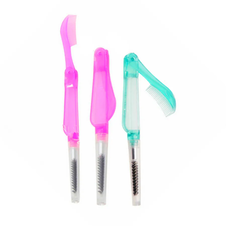 2 в 1 складные дамские инструменты для макияжа брови щетка-Расческа ресниц