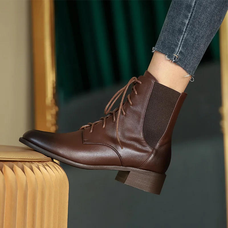 Женские ботинки Mordoan из натуральной коровьей кожи в британском стиле ретро на