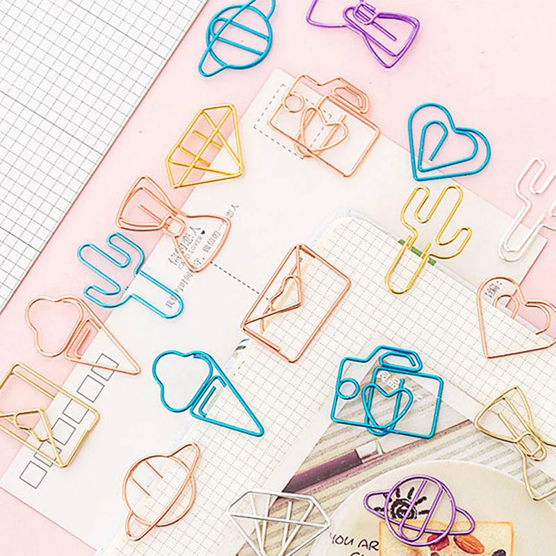 10 шт. Kawaii Сердце Зажимы мини металлические зажимы держатель билета Ретро кактус зажимы для детей в Корейском стиле школьные канцелярские принадлежности