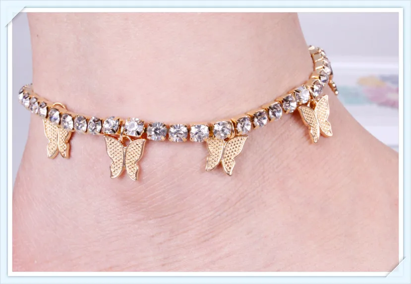 Бабочка в стиле Бохо пляжные ножные браслеты Стразы с украшением виде кристаллов