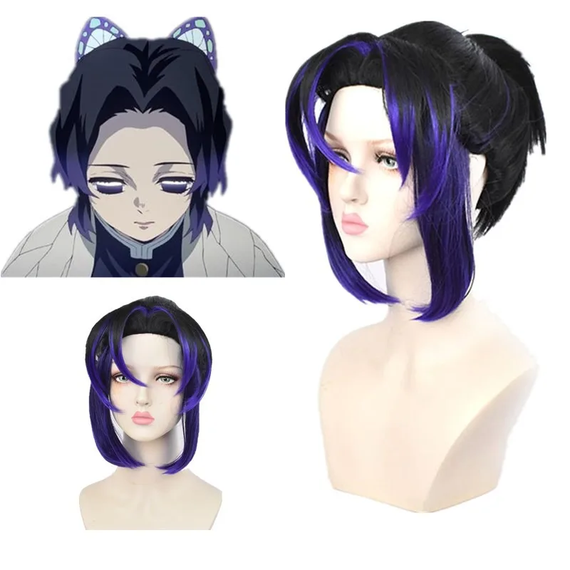 

Anime Demon Slayer Kochou Shinobu Kimetsu no Yaiba Kochou Kanae Tsuyuri Kanawo Cosplay Wig Headwear Cos Props Accessories