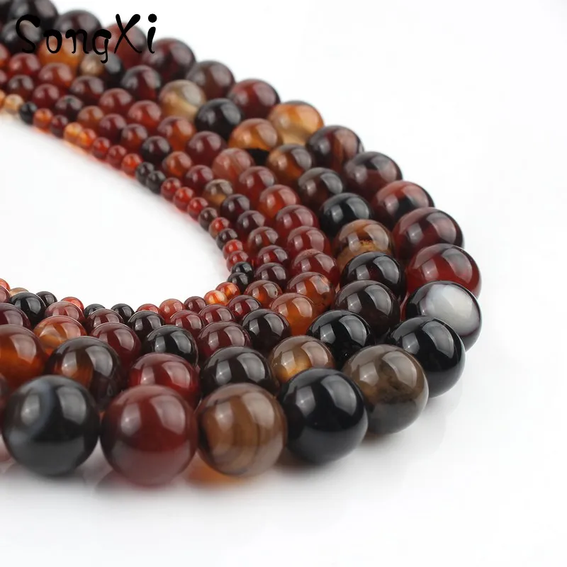 Гладкие Круглые Бусины Агаты с натуральным камнем кофейным драконом и