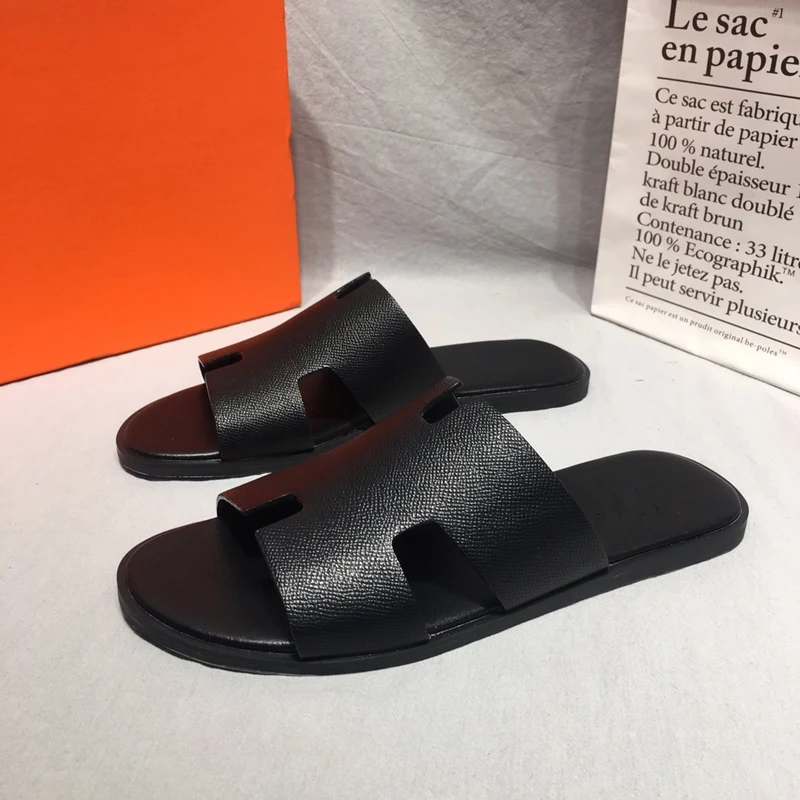 

Роскошные брендовые кожаные тапочки, женская обувь на плоской подошве, пляжная обувь, мужские тапочки для пар