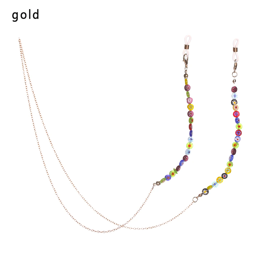 Gold Новые модные женские цепочки для очков, черные акриловые бусины, цепи, противоскользящий шнур для очков, держатель для очков, шейный ремешок, веревка для очков для чтения - Цвет: Gold
