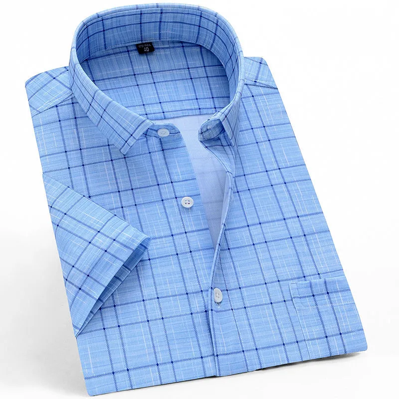 New M to 6XL Summer Mens Satin Silk Shirts Short Sleeve Camicias Casual Business Regular Fit Fashion Breathable Blouses Man Tops