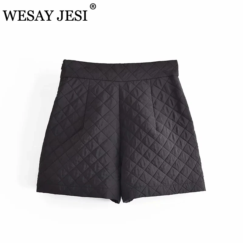 

WESAY JESI Women's Clothing 2021 TRAF Suits With Shorts Two Piece Set Women Autumn Solid Color Vest Casual High Waist Shorts
