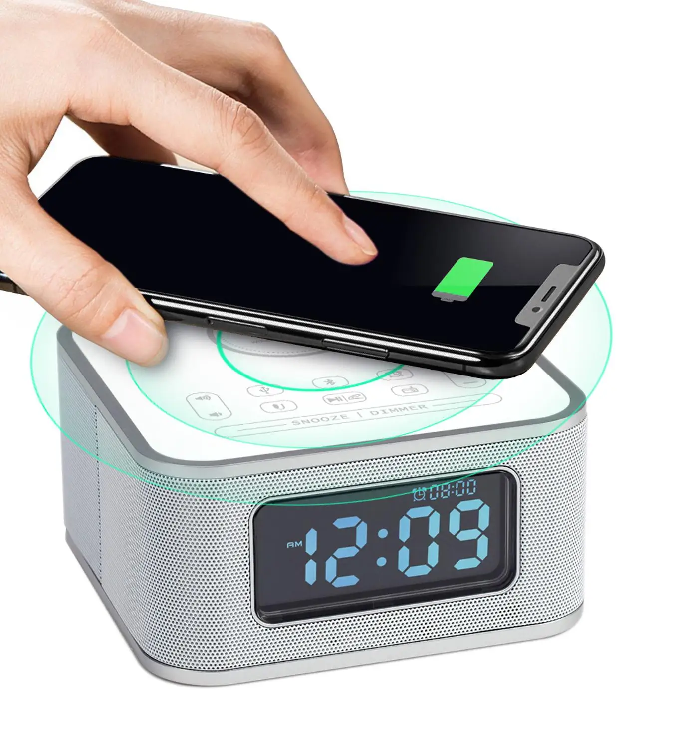 Homtime Беспроводная зарядная колонка с fm радио Bluetooth колонки USB зарядное устройство