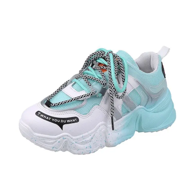 

Fashion rainbow old shoes women 2020 summer new Korean version of the thick-soled breathable mesh casual sneakers