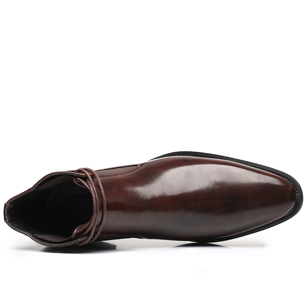 Британская кожаная обувь с острым носком мужские ботинки модные деловые кожаные