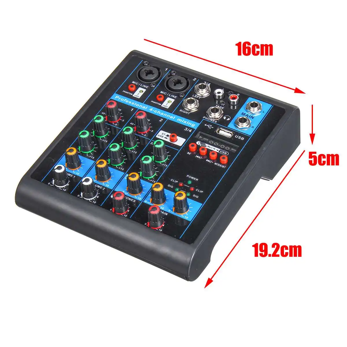 

4 Channels Audio Mixer Karaoke Players USB bluetooth MP3 Live Studio DJ Sound Mixing Console Karaoke Computer 48V Power For KTV