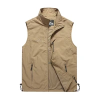 men outdoor summer cool nylon vest loose waterproof quick dry breathable zipper pocket fishing vest climbing hunting sleeveless