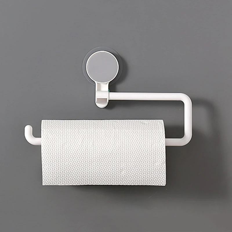 

Multifunctional Adhesive Shelf ABS Punch-free Wall Mounted Hanging Hook without Nails for Kitchen Paper and Towel FOU99