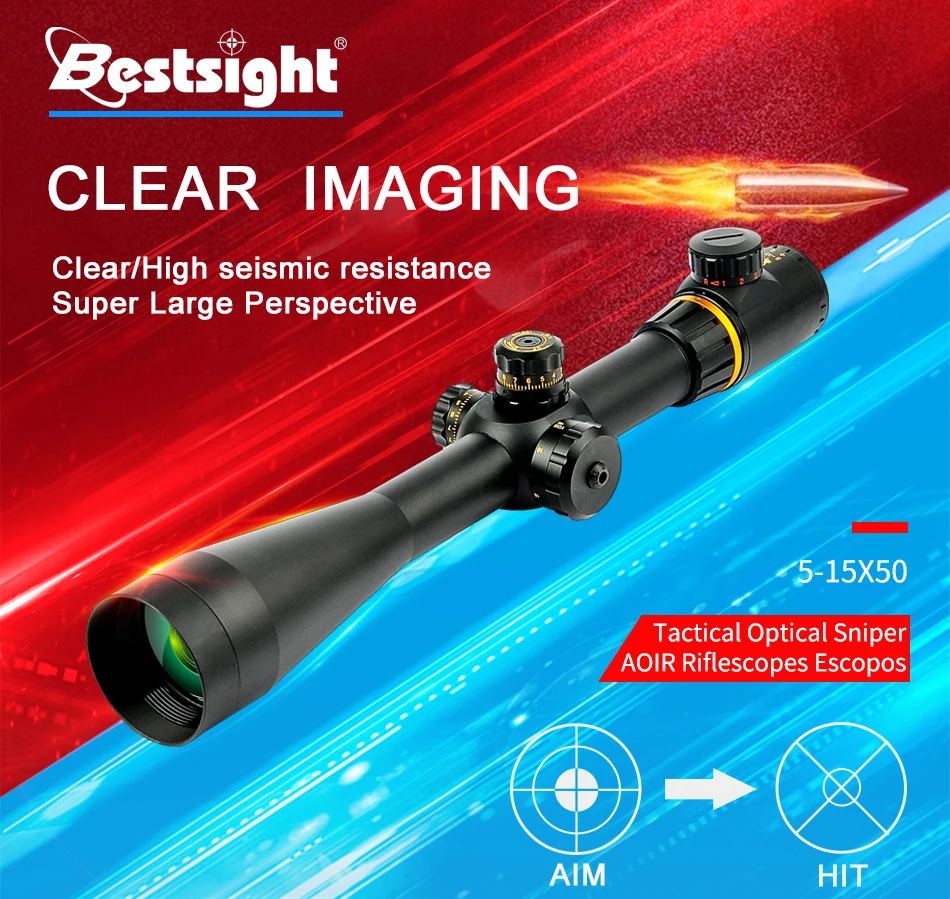 Bestsight 5-15X50 FFP Золотая оптика Riflescope сторона параллакса тактические охотничьи прицелы винтовка для прицела снайперская винтовка для страйкбола