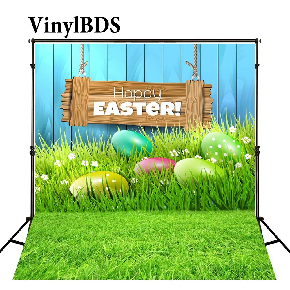 VinylBDS фоны 5x7 футов счастливая Пасха фон деревянные пасхальные яйца Зеленый