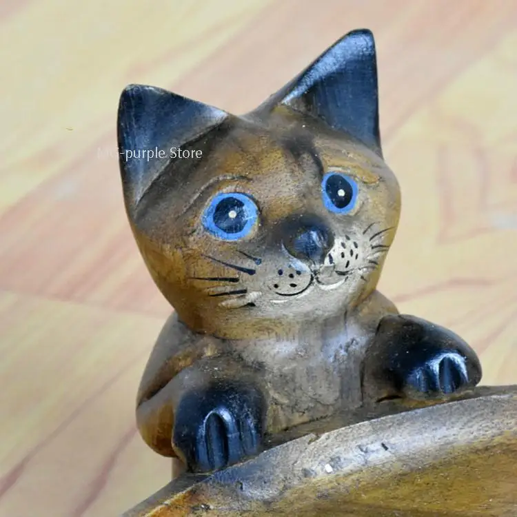 

Solid wood carving cute cat creative fruit plate home decorations ornaments living room coffee table dried fruit plate