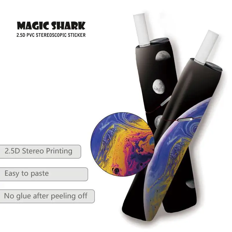 Magic SharkMulti Skin Protective Cover Fashion Smoke Earth Moon Film Stickers For IQOS3 Multi PVC Case IQOS 3 | Мобильные телефоны