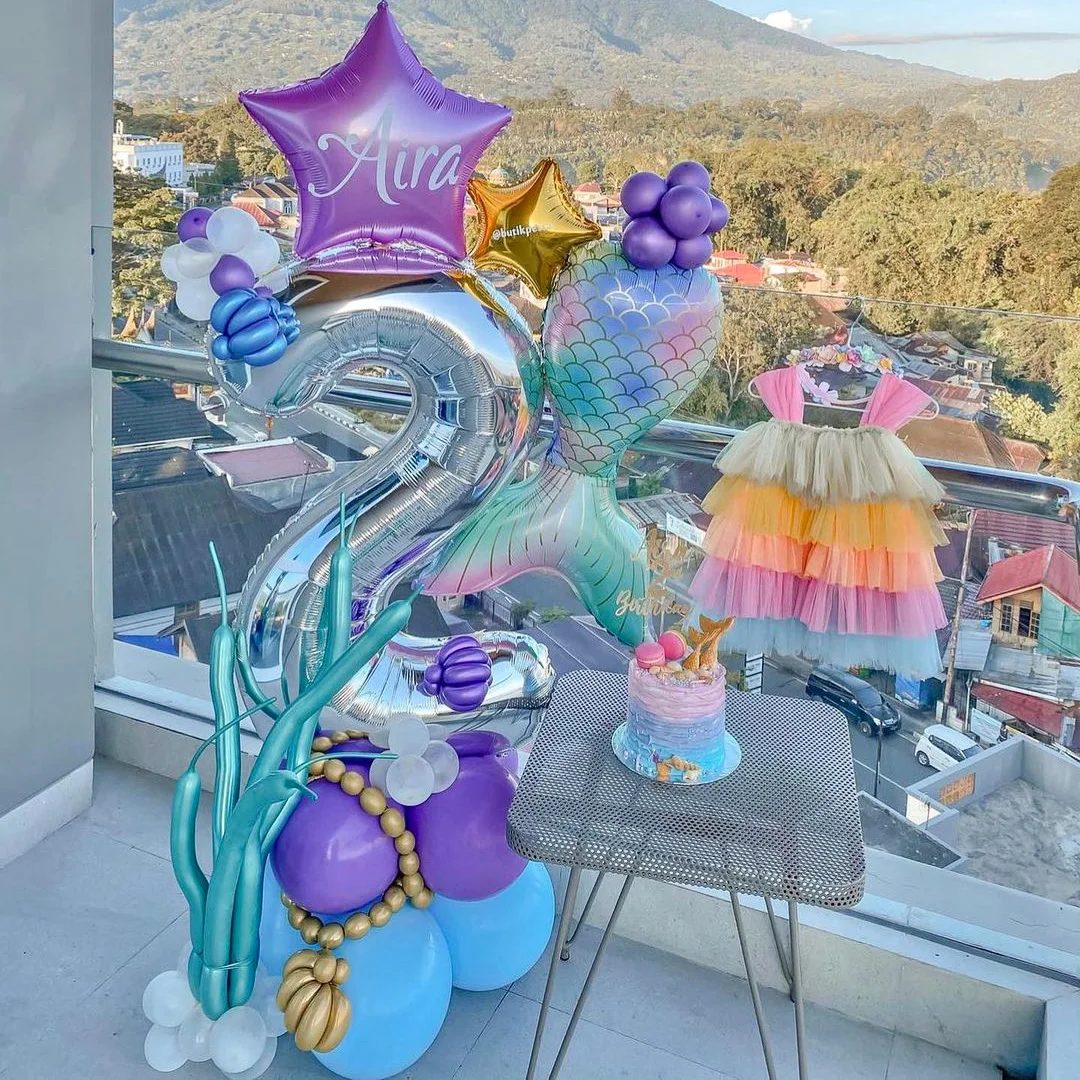 

57pcs 40inch Number Balloon Set Mermaid Party Supplies Mermaid Balloon Metallic Globos Kids Birthday Party Baby Shower Decors
