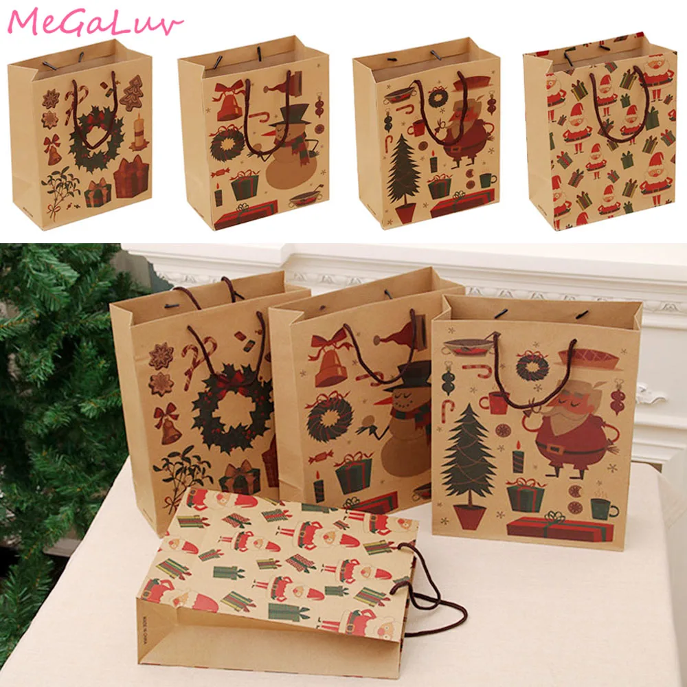 

2pc Christmas Gift Bags Treats Candy Cookies Packing Paper Box For Home Navidad New Year Party Decor Christmas Favors Decoration