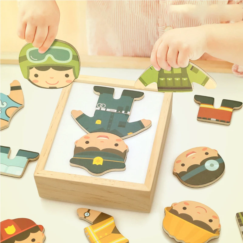 

Doki Wooden Profession Suit Changing Clothes Puzzle Set Kids Educational Puzzle Educational Wooden Toys For Children Popular New