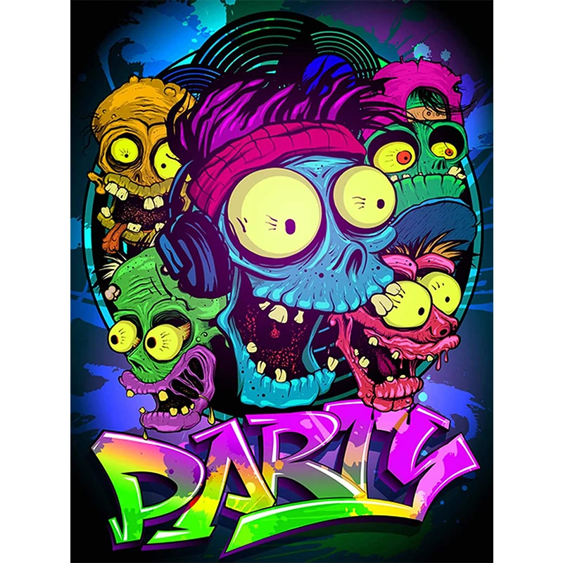 5D алмазная краска с разноцветными буквами Зомби полный набор дрель по номерам